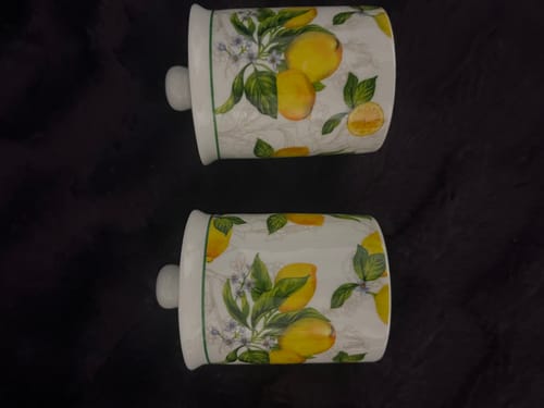 Customer photo review of Lemon Garden Fine Porcelain Spice Jars with Silicone Gasket Set of 2