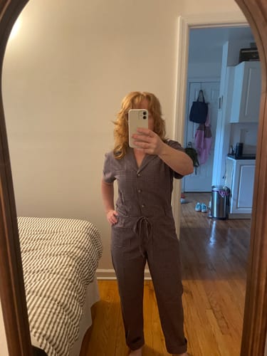 Customer photo review of Ray Jumpsuit | Mauve Chex