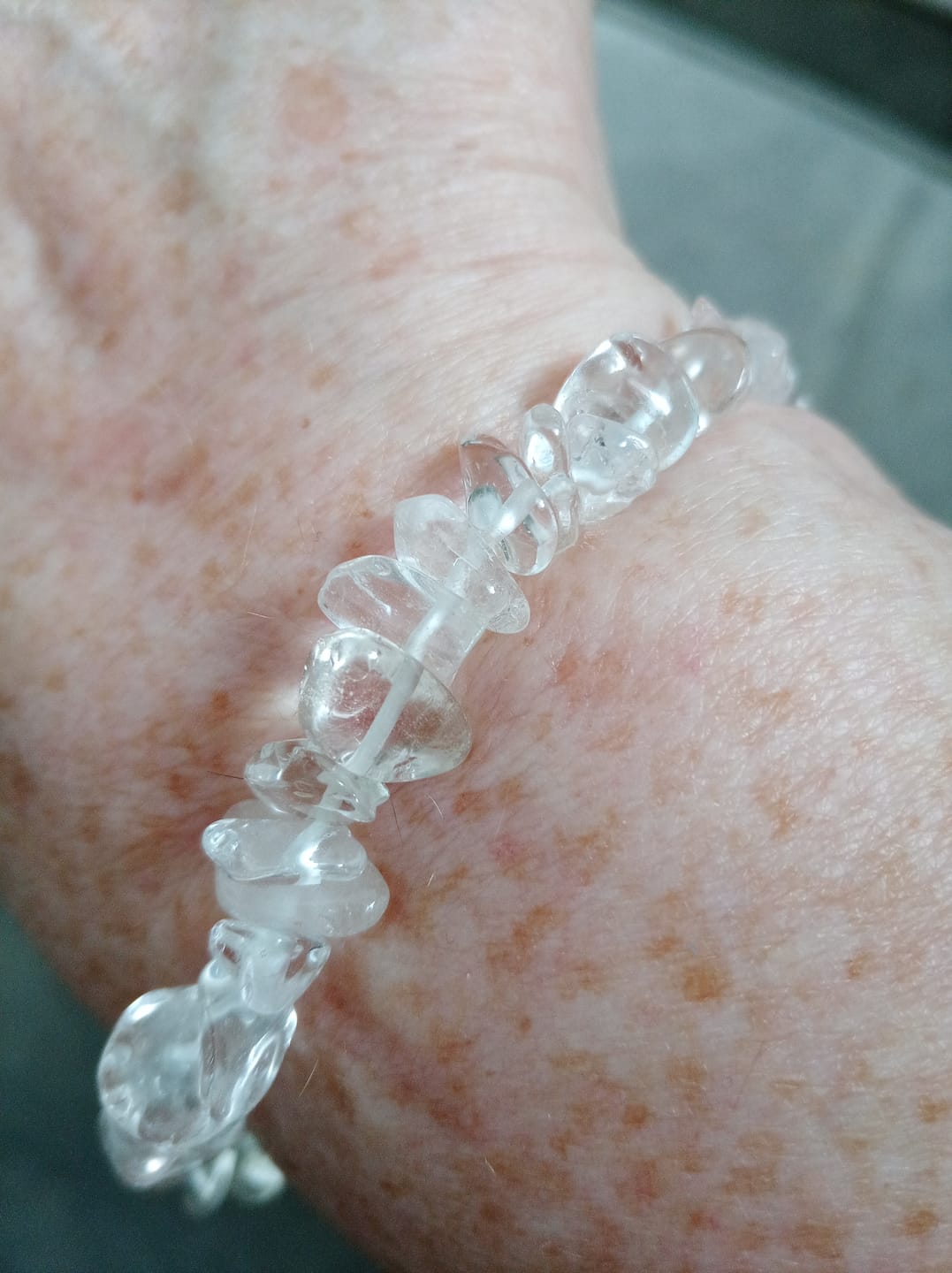 Customer photo review of Clear quartz - Crystal chip bracelet