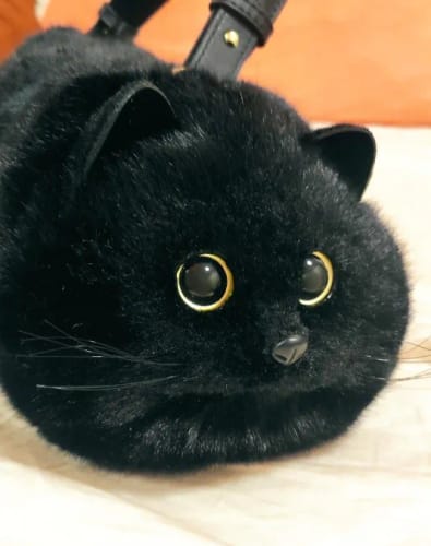 Customer photo review of Handgemachte Mädchentasche Plüsch-Katzen Messenger Bag