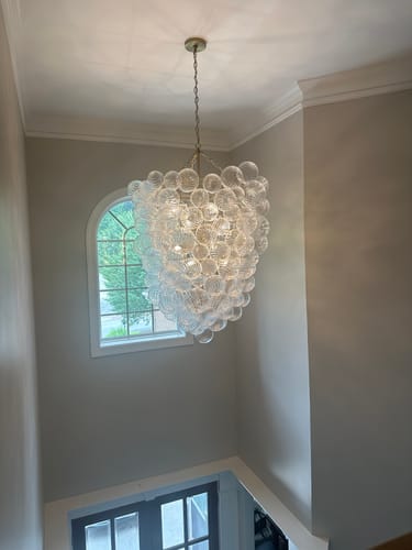Customer photo review of Luxury Cascade Cluster Ribbed Glass Bubble Entry Chandelier