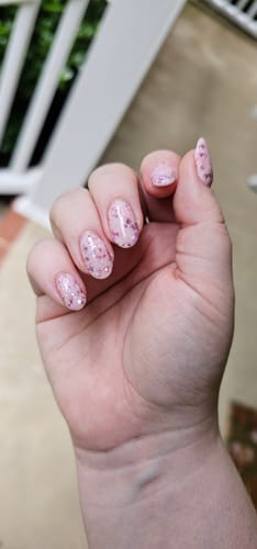 Customer photo review of D1082 Orchid Oasis Pink Flake Dip Powder