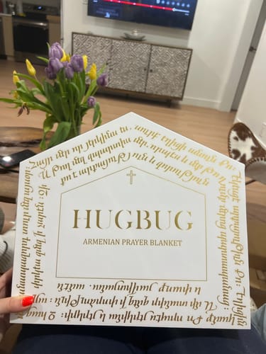 Customer photo review of Armenian Prayer Blanket White | Gold