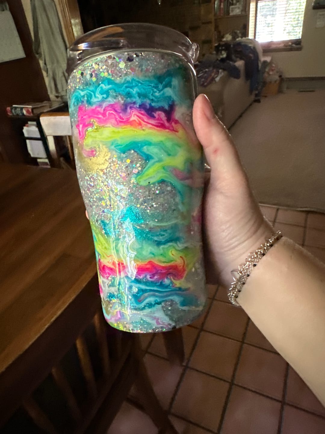 Customer photo review of 20oz Rainbow Road Tumbler