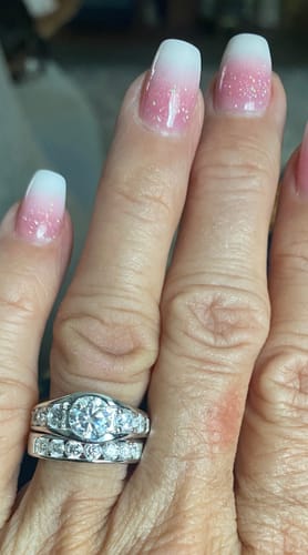 Customer photo review of Bezel Round Moissanite Channel Euro Shank Engagement Ring