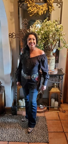 Customer photo review of Iconic Turquoise Concho Belt