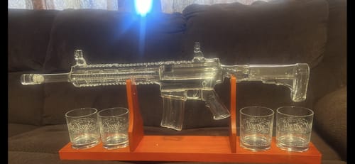 Customer photo review of AR-15 Glass Decanter with Constitution Whiskey Glasses
