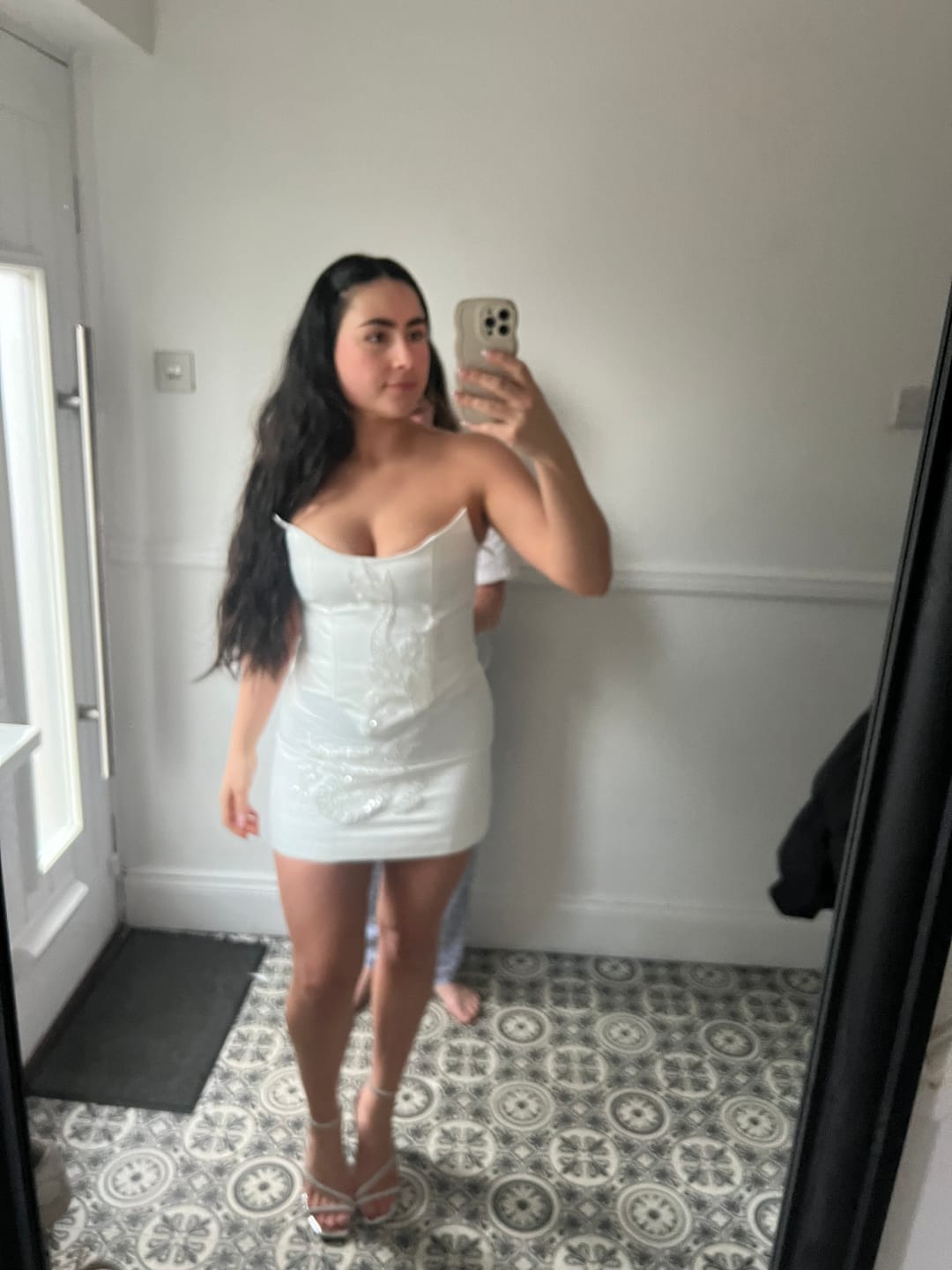 Customer photo review of "Chen" Embellished Corset Top & Mini Skirt Co-Ord Set