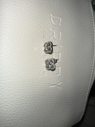 Customer photo review of MOISSANITE CLOVER STUDS. - WHITE GOLD