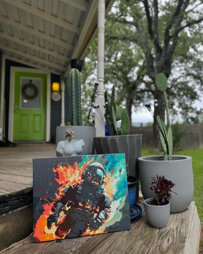 Customer photo review of Flaming Astronaut