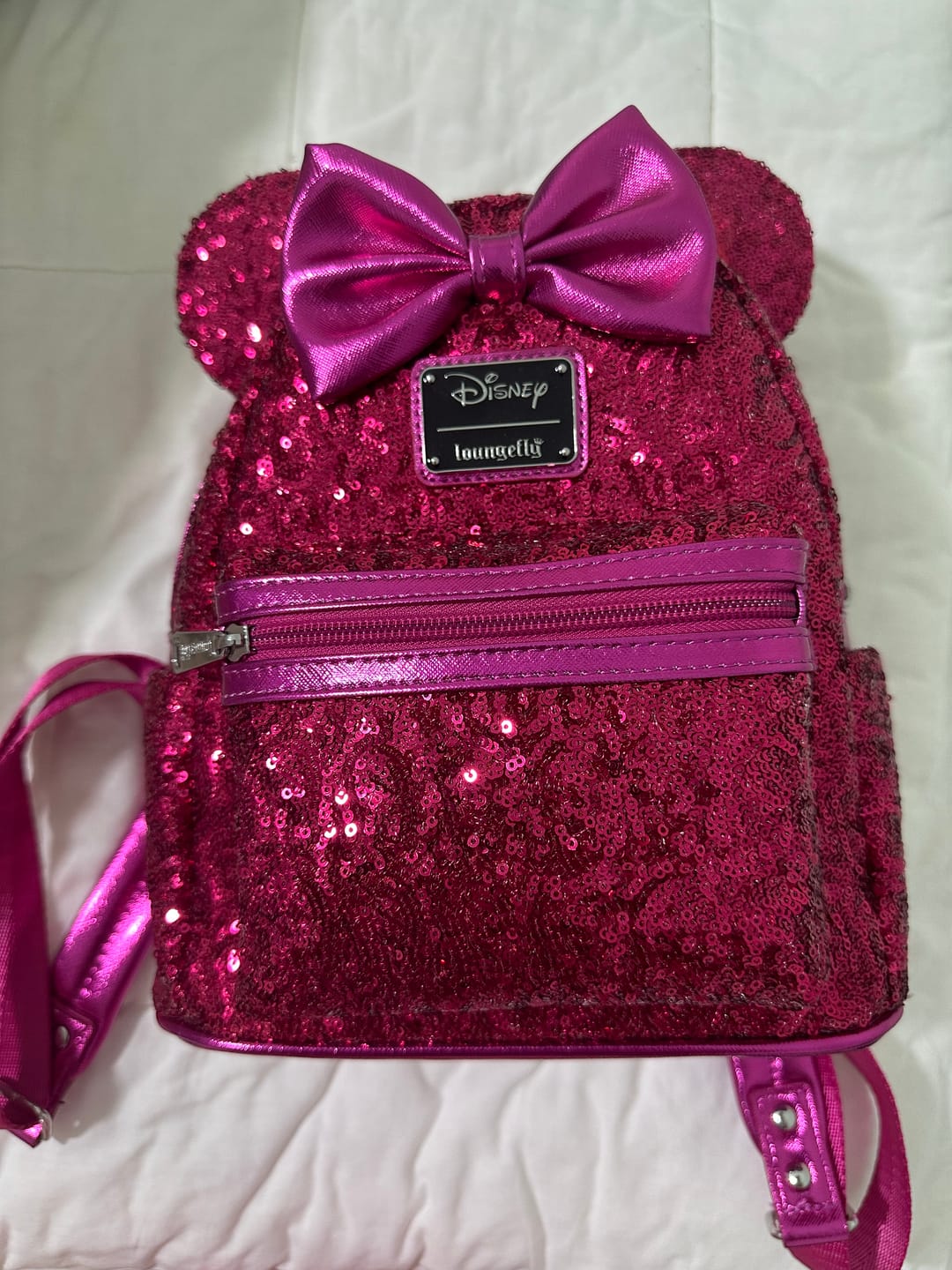 Customer photo review of Loungefly Disney Mickey Mouse Holographic Series Mini Backpack: Sapphire - 707 Street Exclusive