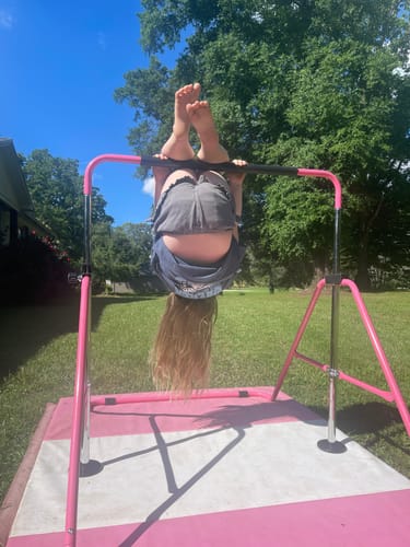Customer photo review of Gymnastics Adjustable Foldable Horizontal Kip Training Bars for Home