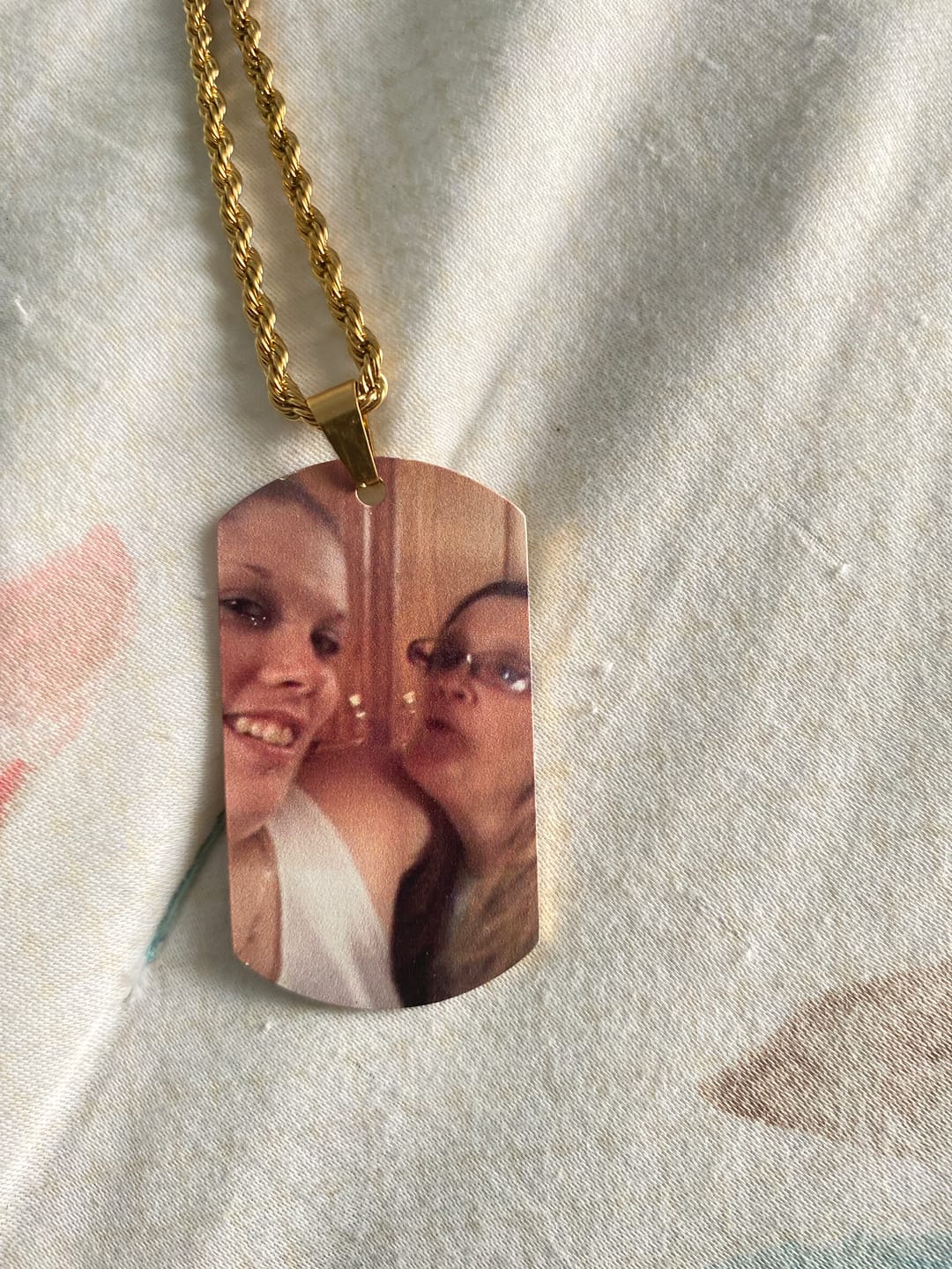 Customer photo review of Custom Military Style Colorful Photo Necklace