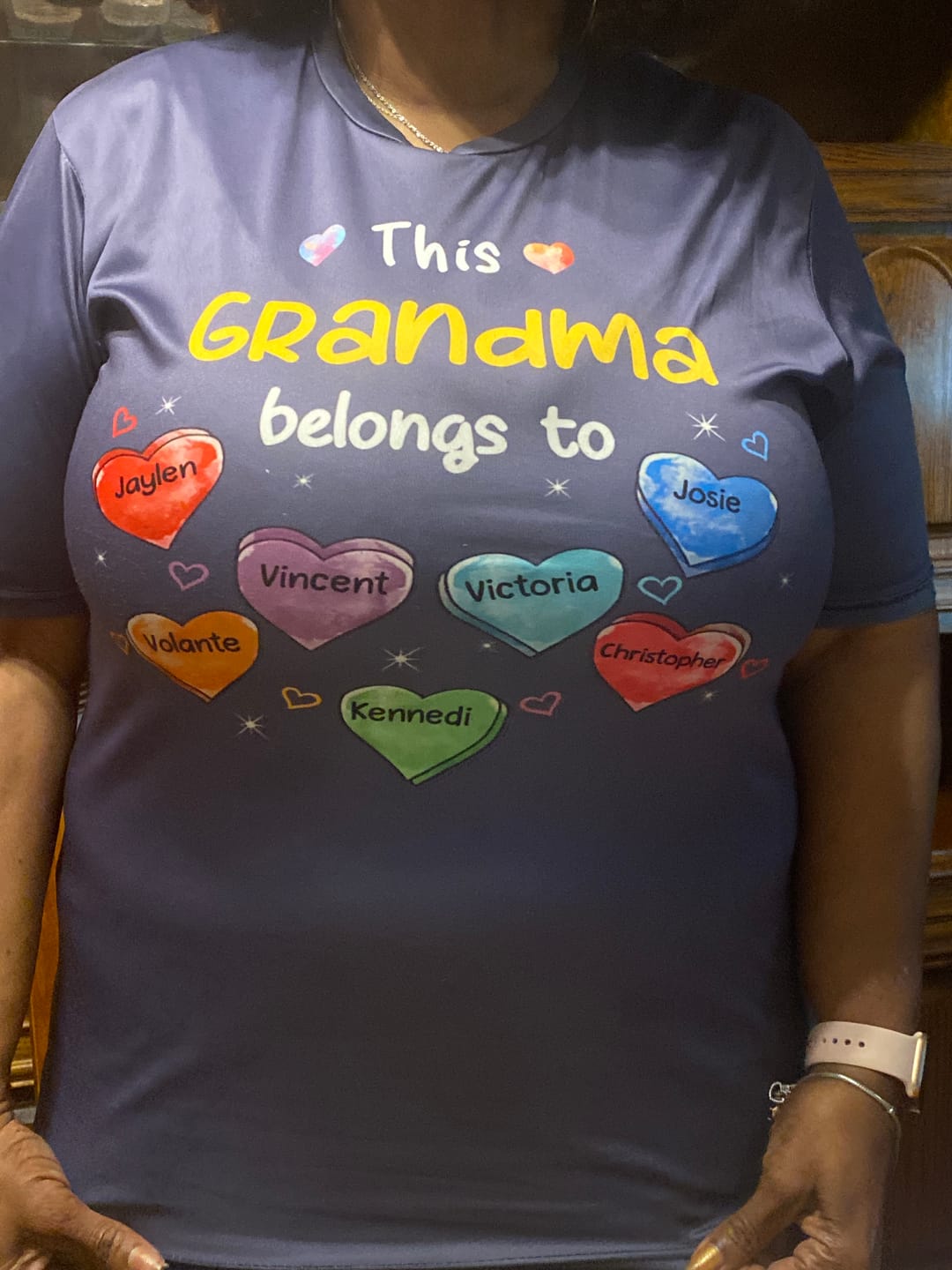 Customer photo review of Personalized This Grandma Belongs To Sweet Heart Grandkids T-Shirt
