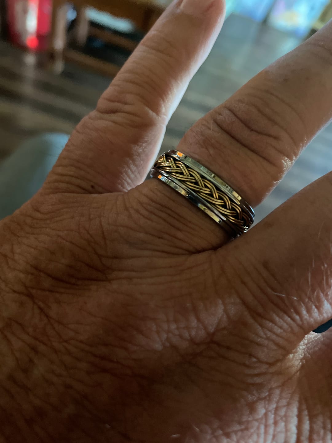 Customer photo review of VIPER | Silver Tungsten Ring, Gold Rope, Domed