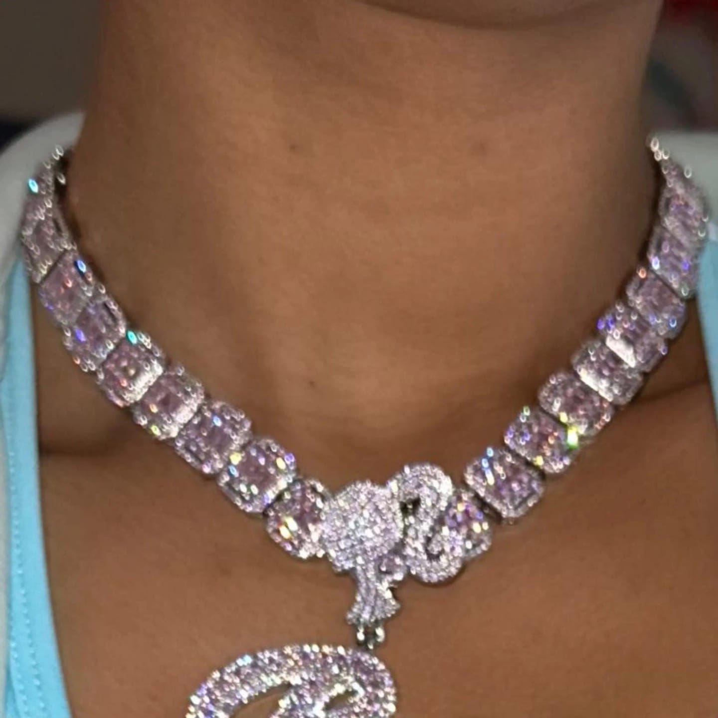 Customer photo review of PINK FASHIONISTA CUSTOM NECKLACE