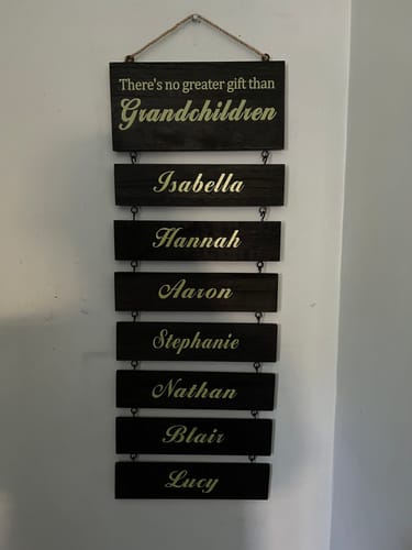 Customer photo review of Personalized Engraved Grandchildren Hanging Decorative Sign
