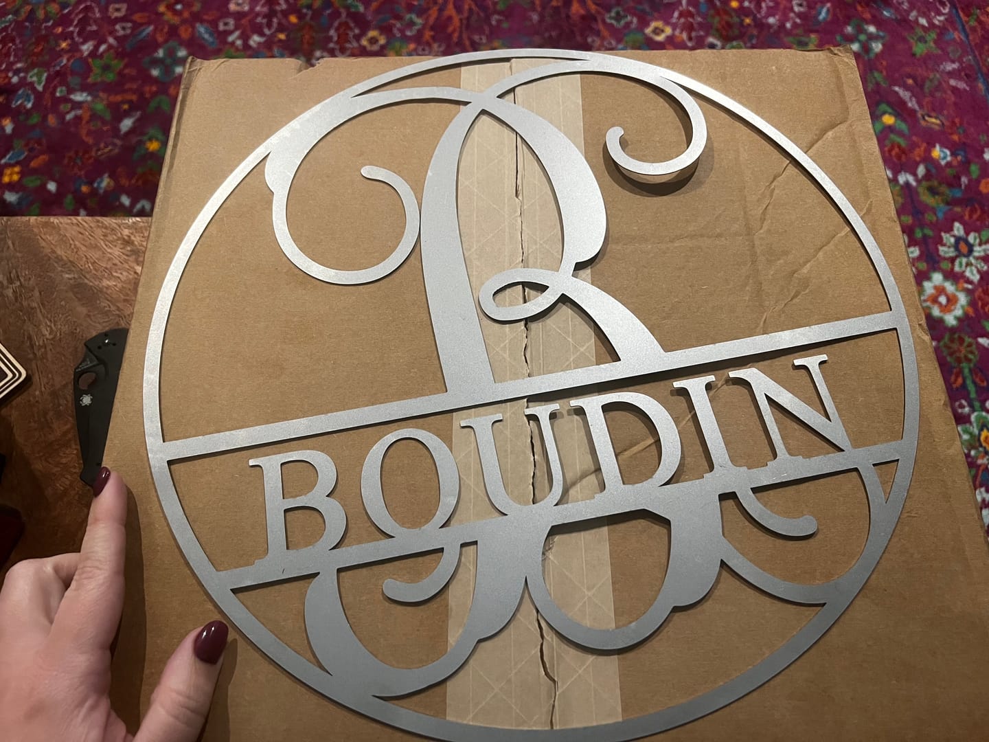 Customer photo review of Circle Monogram With Name -  Monogram Last Name Signs for Home