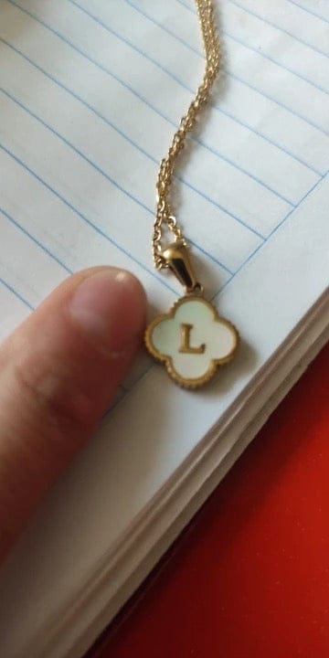 Customer photo review of Clover Initial Necklace