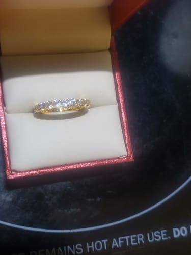 Customer photo review of Pave CZ Eternity Ring in Gold Flashed Sterling Silver