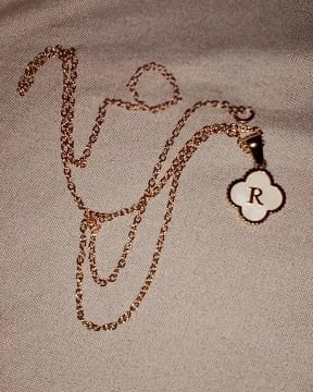 Customer photo review of Clover Initial Necklace