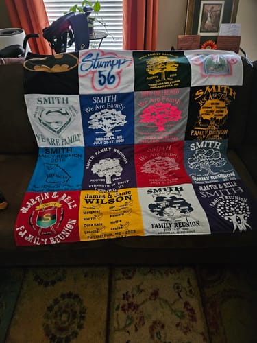 T-shirt quilt with family gatherings, reunions themes by Tan from MS