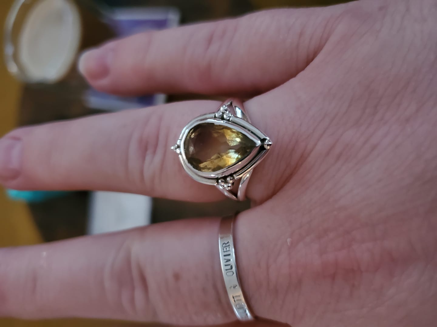 Customer photo review of Citrine Teardrop Ring Sterling Silver