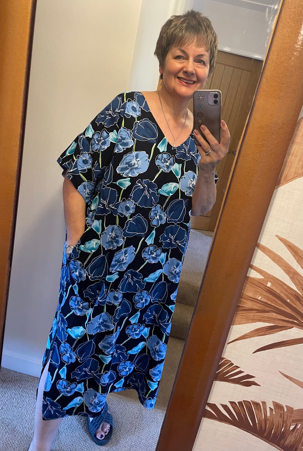 Customer photo review of Flower Drawings on Black Viscose Challis Fabric