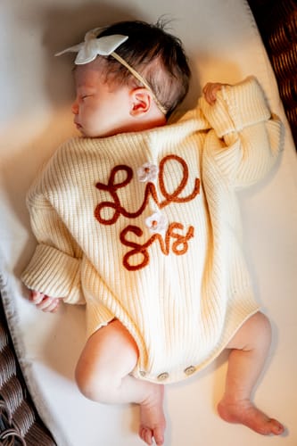 Customer photo review of 'Lil Sis' Embroidered Knit Sweater