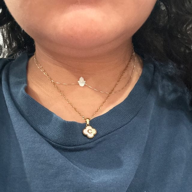 Customer photo review of Clover Initial Necklace