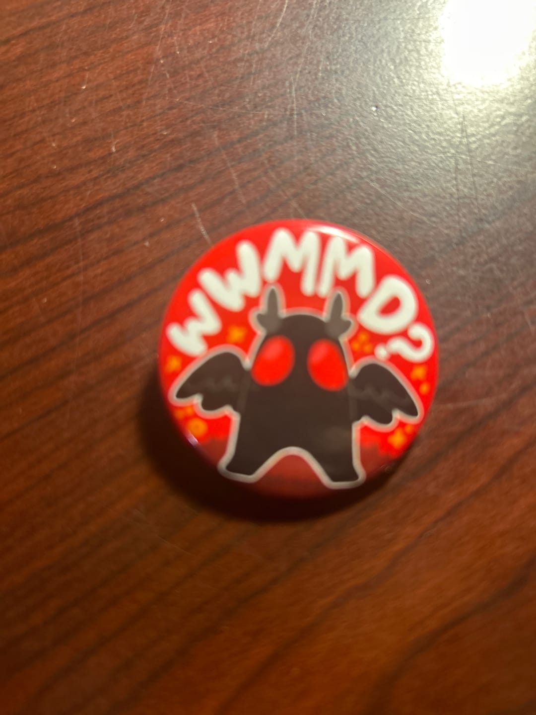 Customer photo review of What Would Mothman Do Button