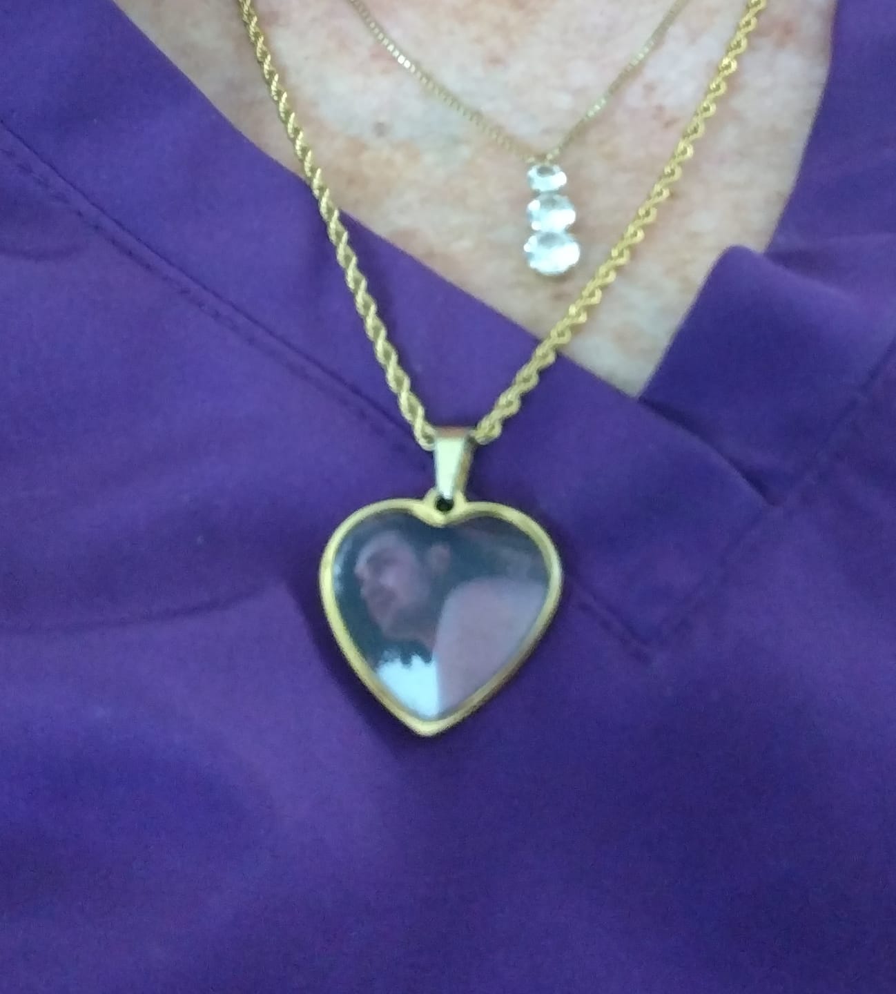 Customer photo review of Custom Engravable Heart Photo Necklace