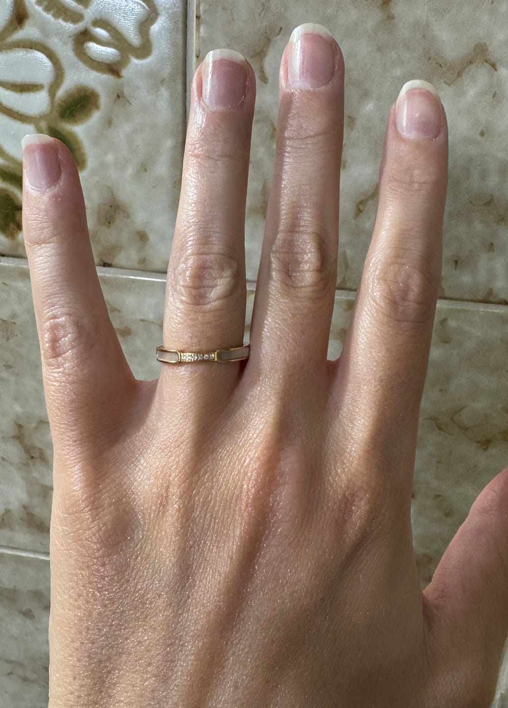 Customer photo review of Mother Of Pearl & Crystal Ring