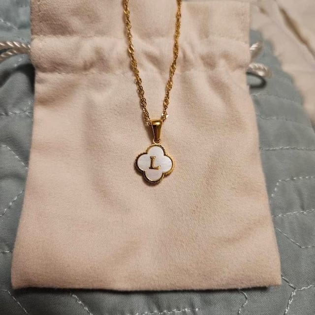 Customer photo review of Clover Initial Necklace
