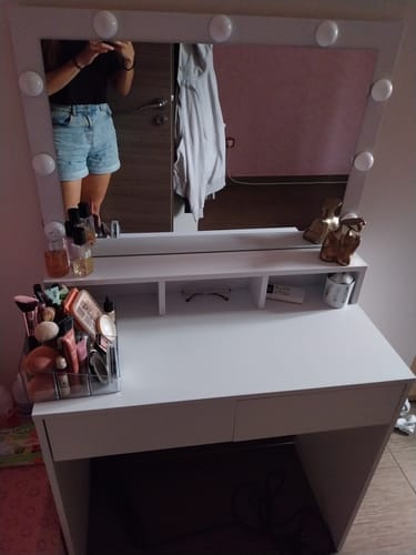 Customer photo review of Τραπέζι Μπουντουάρ Μακιγιάζ Μεικαπ Τουαλέτας Κρεβατοκάμαρας Καθρέφτης Λευκό με Φωτισμό LED Ρυθμιζόμενη Φωτεινότητα RD-T120T10