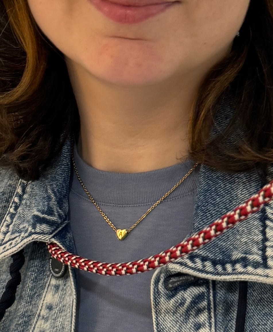 Customer photo review of Letter Heart Necklace