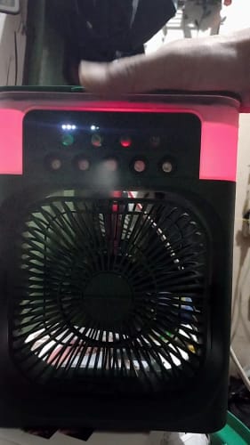 Customer photo review of Mini Portable Fan Air Cooling fan Humidifier Purifier Mist Cooler with 7 Colors LED Light