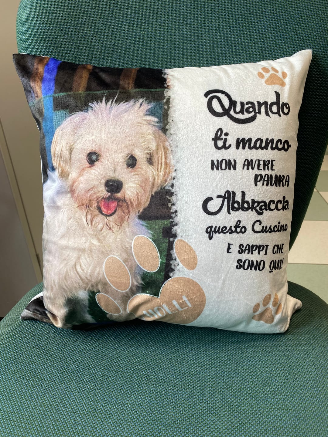 Customer photo review of Quando ti manco - Cuscino personalizzato
