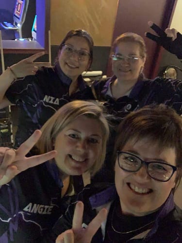Customer photo review of Personalized Purple 8 Ball Point Billiard Women Quarter-Zip Shirt Billiards Apparel Clothing TDM0949