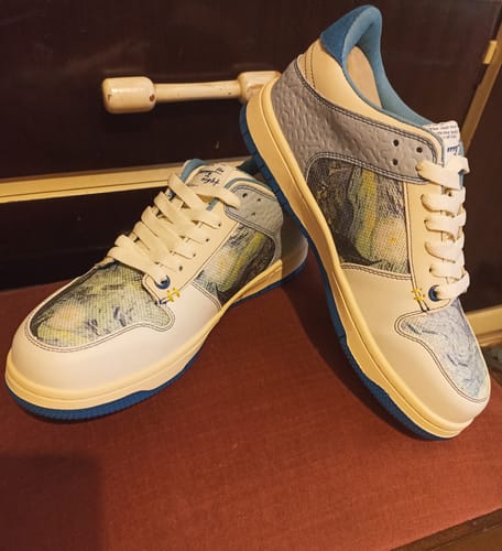 Customer photo review of Van Gogh Starry Night inspired sneakers