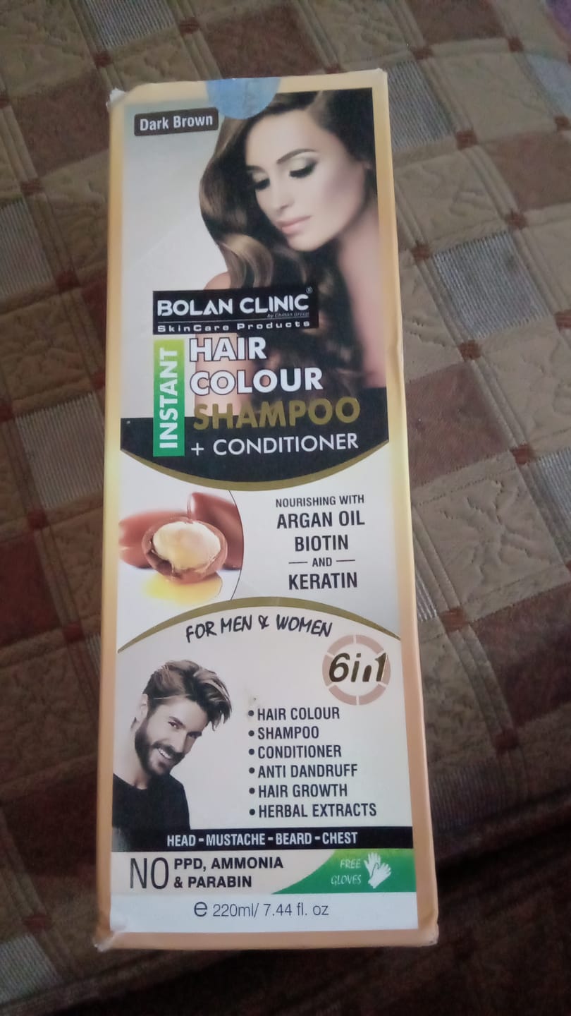 Customer photo review of Instant Hair Color Shampoo In Pakistan + Conditioner (Dark Brown) – Shampoo Hair Dye For Men & Women