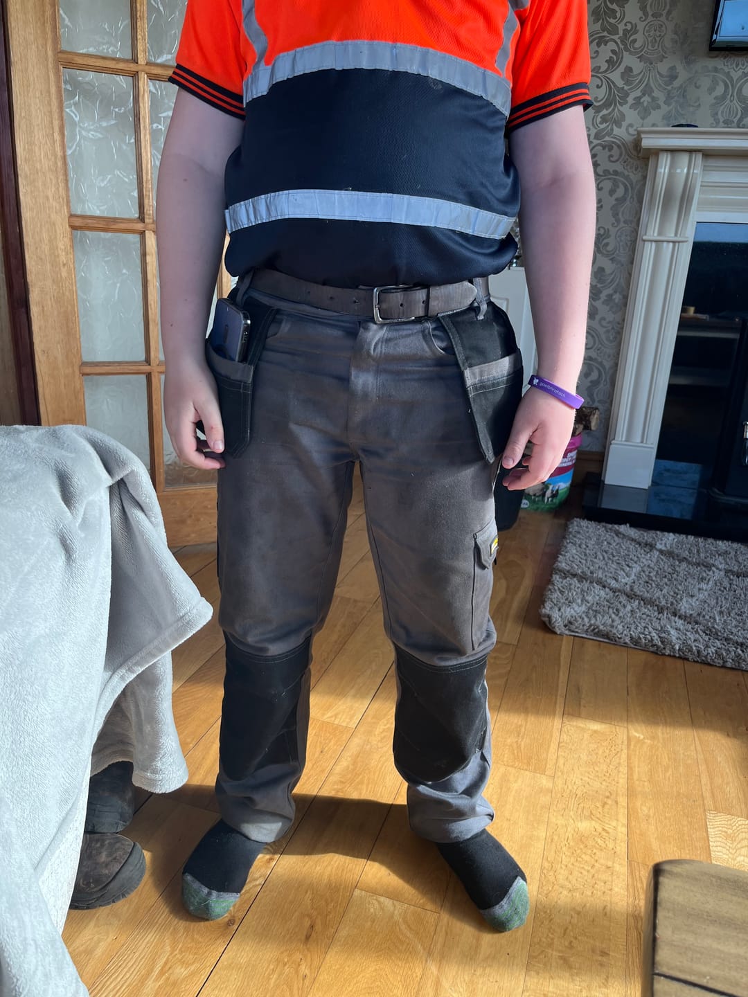 Customer photo review of Kerosene Pro Work Junior Trouser Black/Grey