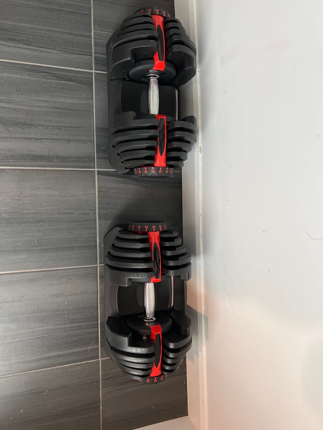 Customer photo review of Ensemble de 2 Haltères Ajustables (10 à 90lb)