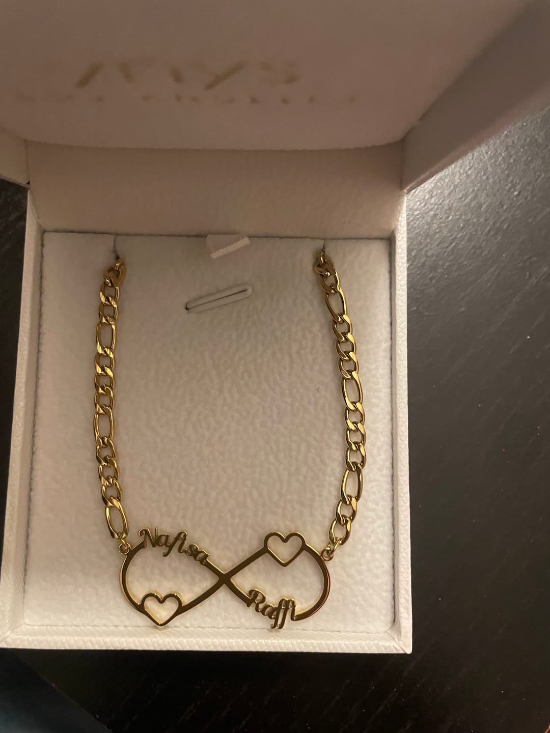 Customer photo review of Infinity Heart Name Necklace