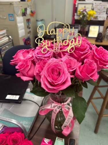 Customer photo review of Glitter Hot Pink Roses