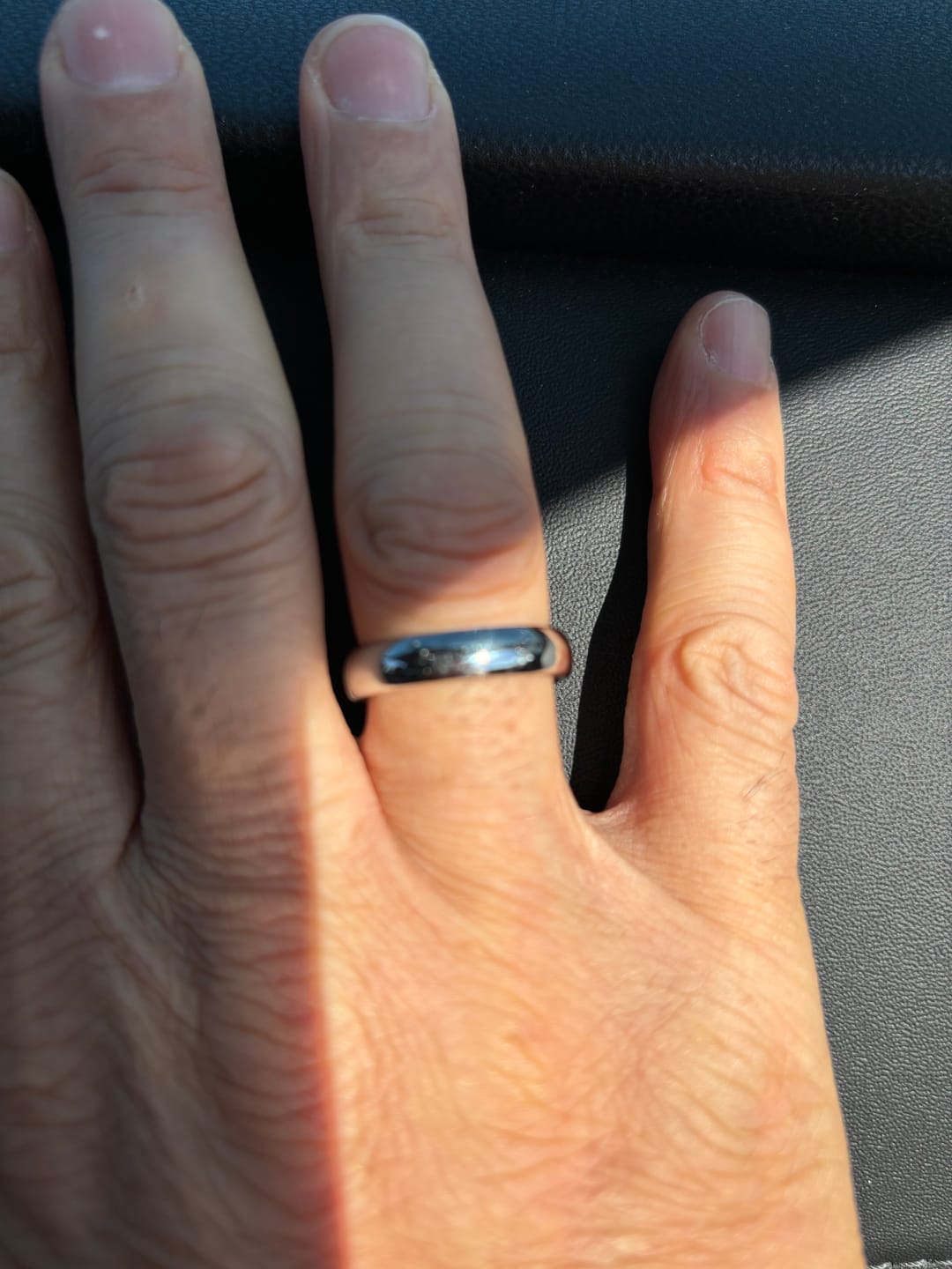 Customer photo review of Cobalt Wedding Band - 5mm Domed