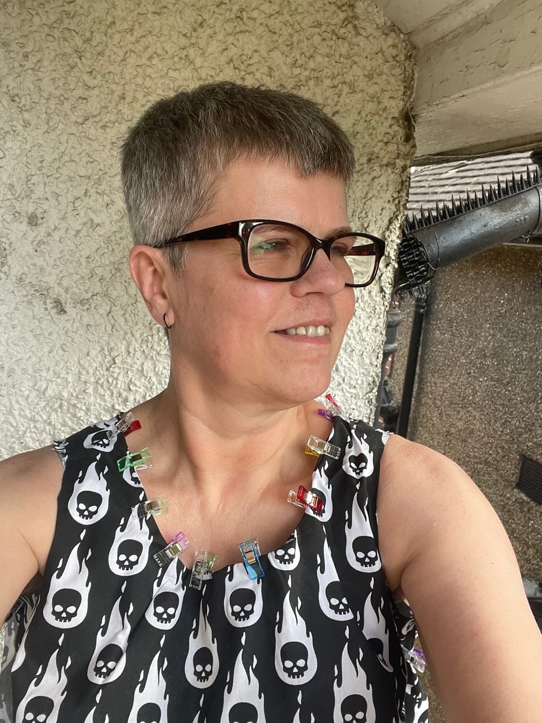 Customer photo review of Flaming Skulls Polycotton Fabric
