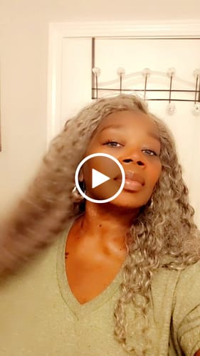 Customer video review of Luvwin 13x4 Salt And Pepper Long Deep Curly Glueless Gray Color Pre-Cut Lace Wig