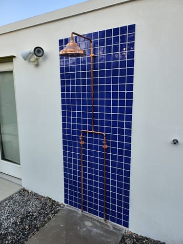 Customer photo review of Unlacquered copper showerhead - Dommed Style