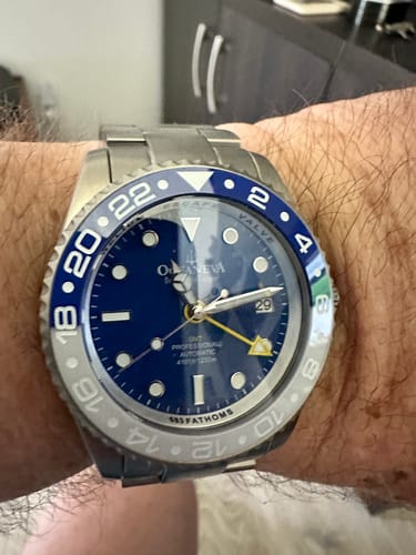 Customer photo review of Oceaneva™ Men's GMT TITANIUM Automatic Deep Marine Explorer 1250M Blue & White Ceramic Bezel Watch